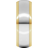 14K Yellow/White 7 mm Stepped Beveled-Edge Inlay Comfort-Fit Half Round Band