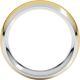 14K White/Yellow 8 mm Stepped Beveled-Edge Inlay Comfort-Fit Half Round Band Size 9.5