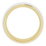 14K Yellow/White 9 mm Stepped Beveled-Edge Inlay Comfort-Fit Half Round Band Size 11