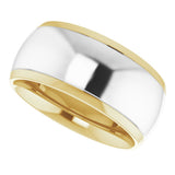 14K Yellow/White 9 mm Stepped Beveled-Edge Inlay Comfort-Fit Half Round Band Size 11