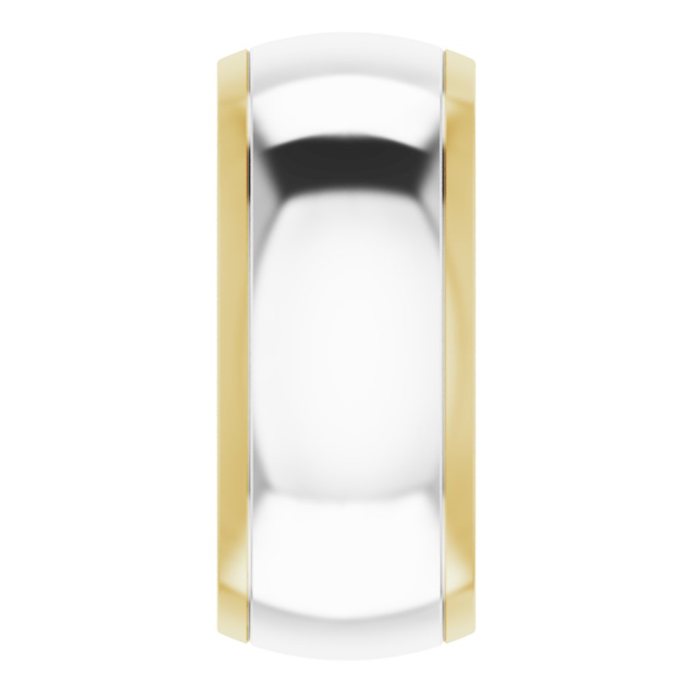 14K Yellow/White 9 mm Stepped Beveled-Edge Inlay Comfort-Fit Half Round Band Size 11