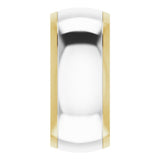 14K Yellow/White 9 mm Stepped Beveled-Edge Inlay Comfort-Fit Half Round Band Size 11