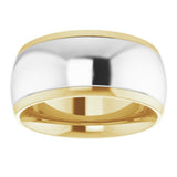 14K Yellow/White 9 mm Stepped Beveled-Edge Inlay Comfort-Fit Half Round Band Size 11