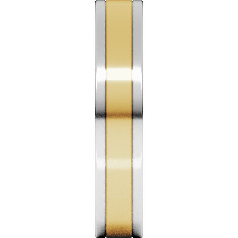 14K White/Yellow 4 mm Stepped-Edge Inlay Flat Band Size 7