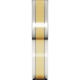 14K White/Yellow 4 mm Stepped-Edge Inlay Flat Band Size 7
