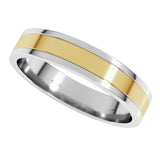 14K White/Yellow 4 mm Stepped-Edge Inlay Flat Band Size 7