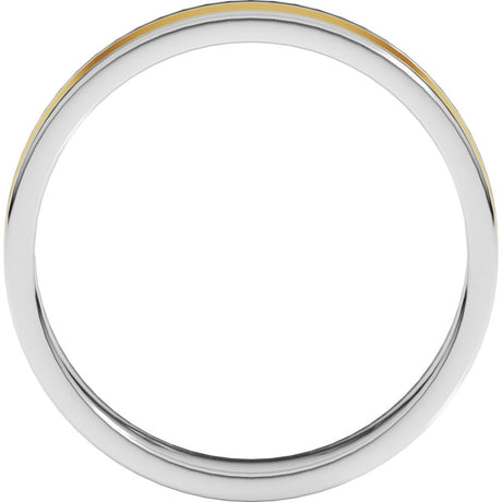 14K White/Yellow 4 mm Stepped-Edge Inlay Flat Band Size 7
