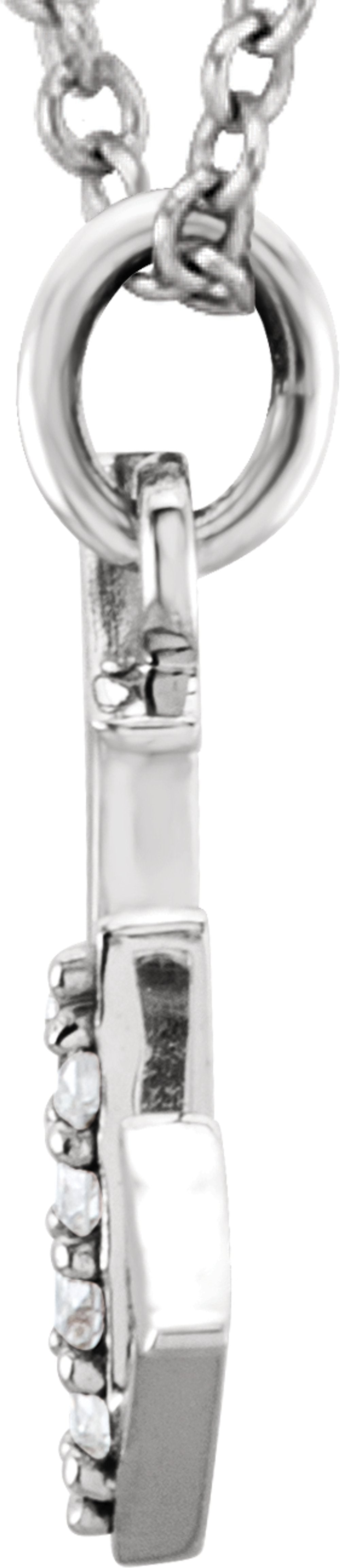 14K White .02 CTW Natural Diamond Lowercase Initial W 16" Necklace