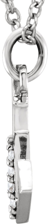 14K White .02 CTW Natural Diamond Lowercase Initial W 16" Necklace