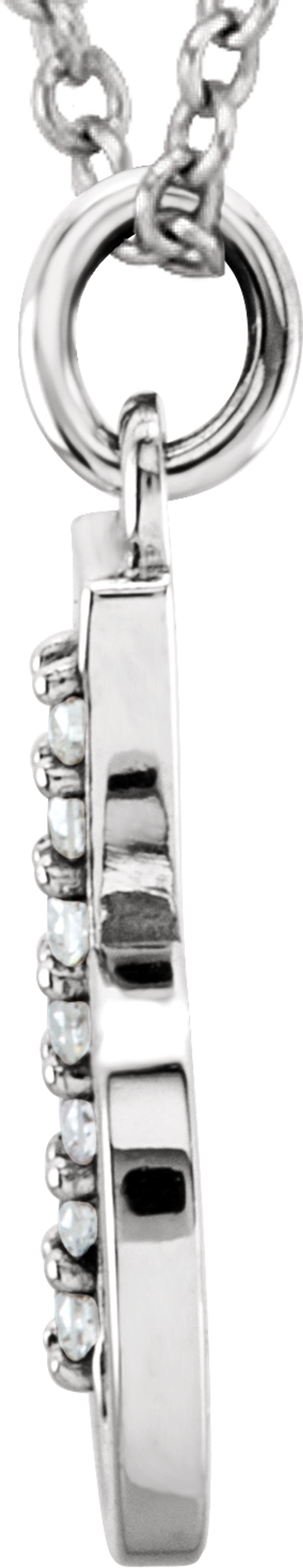 14K White Gold .03 CTW Natural Diamond Lowercase Initial B 16" Necklace