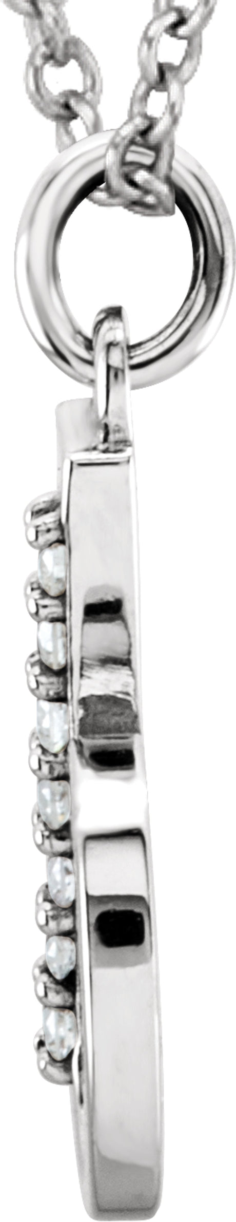 14K White Gold .03 CTW Natural Diamond Lowercase Initial B 16" Necklace