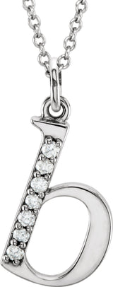 14K White Gold .03 CTW Natural Diamond Lowercase Initial B 16" Necklace