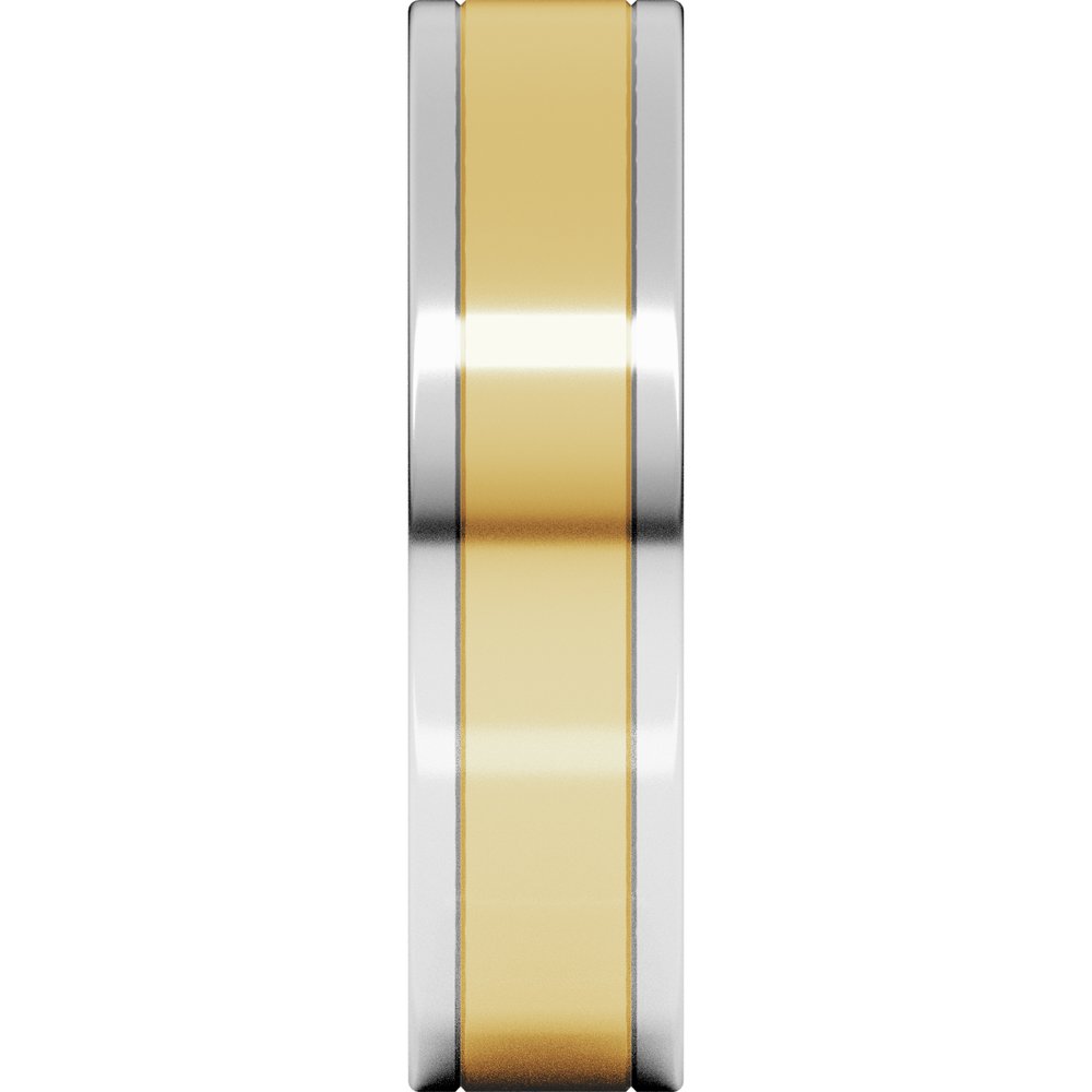 14K White/Yellow 5 mm Stepped-Edge Inlay Flat Band Size 7.5