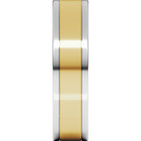 14K White/Yellow 5 mm Stepped-Edge Inlay Flat Band Size 7.5