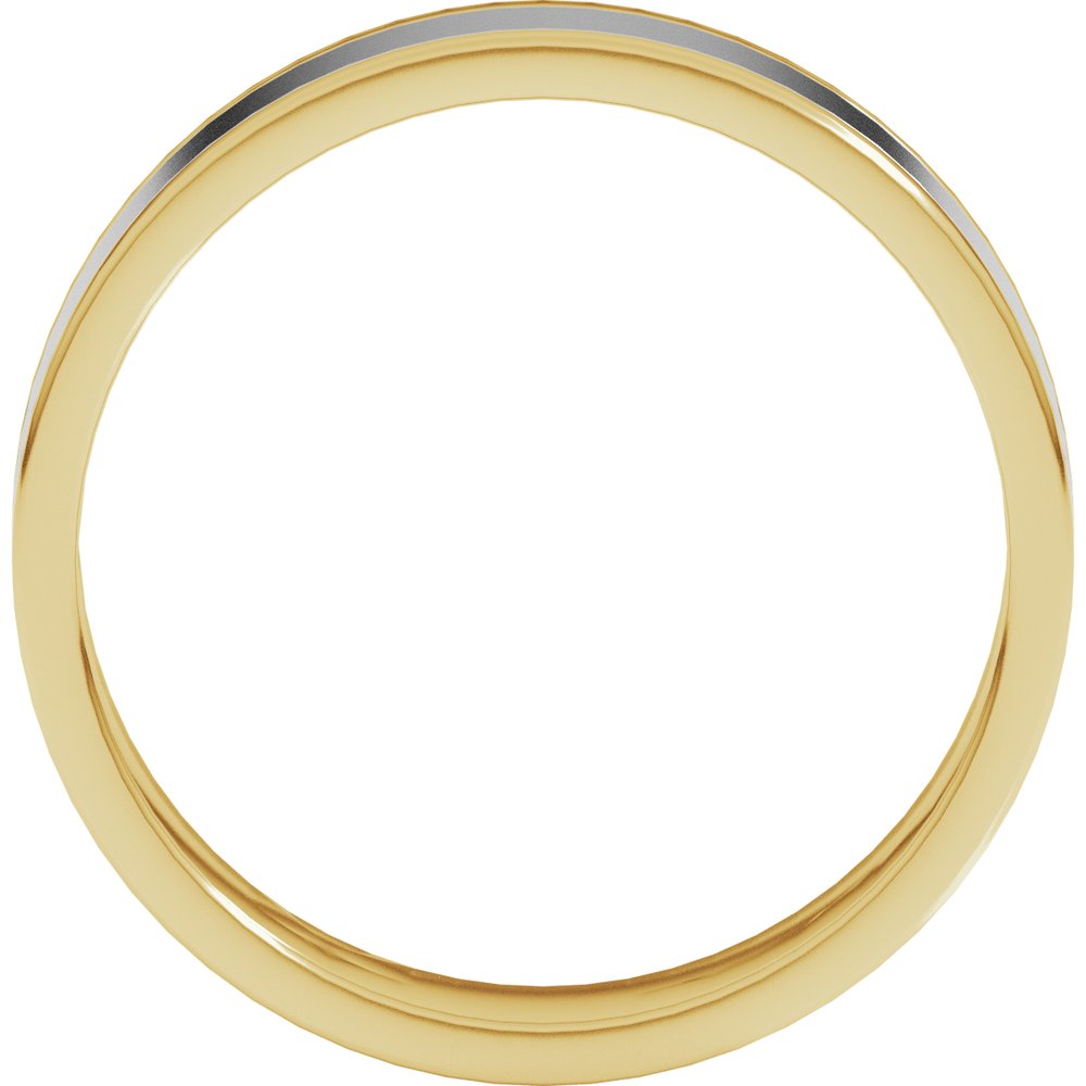 14K Yellow/White 5 mm Stepped-Edge Inlay Flat Band