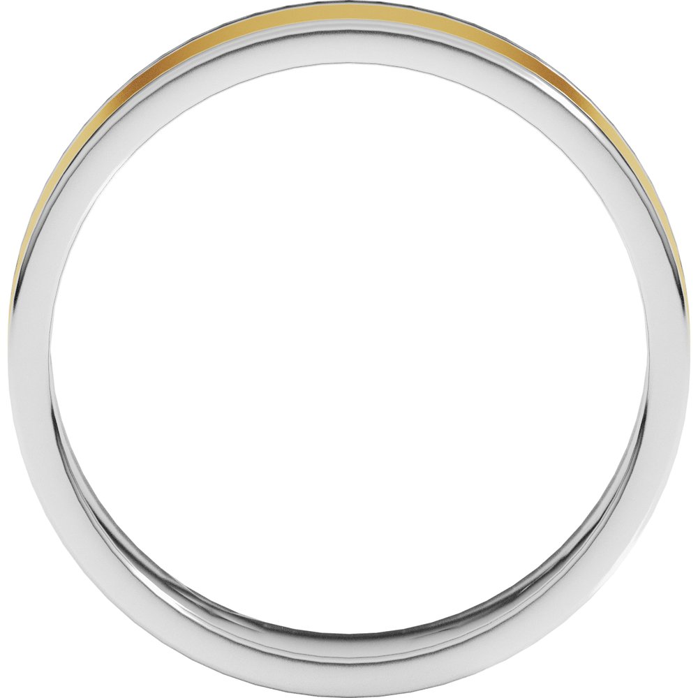 14K White/Yellow 5 mm Stepped-Edge Inlay Flat Band Size 7.5