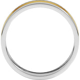 14K White/Yellow 5 mm Stepped-Edge Inlay Flat Band Size 7.5
