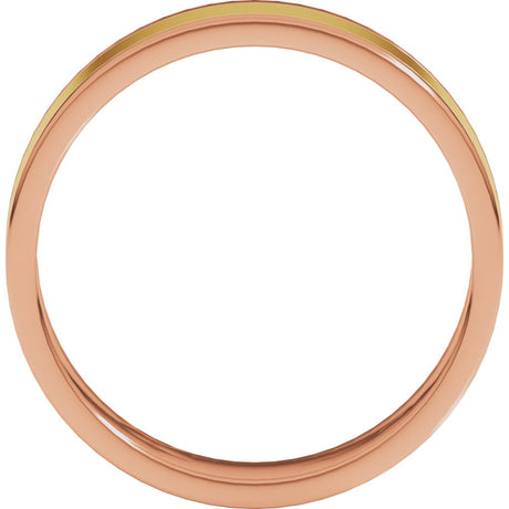 14K Rose/Yellow 5 mm Stepped-Edge Inlay Flat Band Size 10