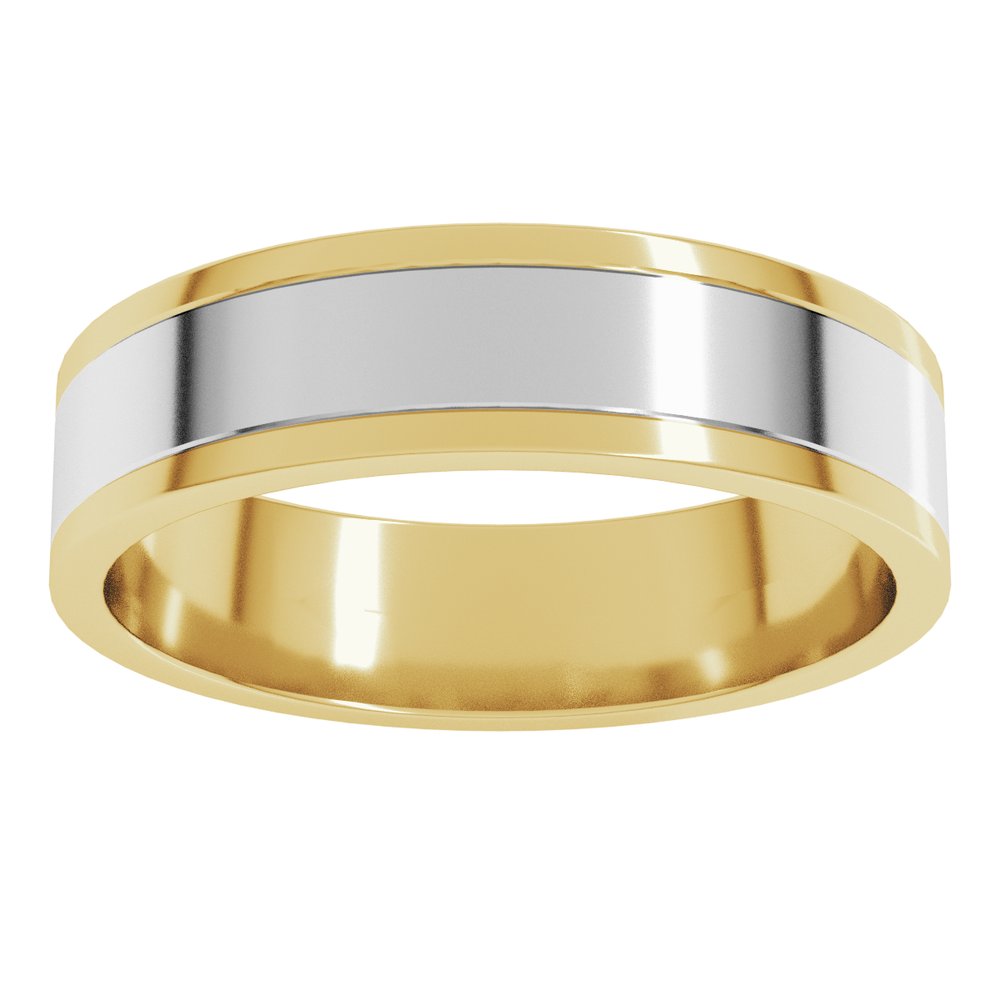 14K Yellow/White 5 mm Stepped-Edge Inlay Flat Band