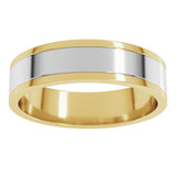 14K Yellow/White 5 mm Stepped-Edge Inlay Flat Band
