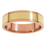 14K Rose/Yellow 5 mm Stepped-Edge Inlay Flat Band Size 10