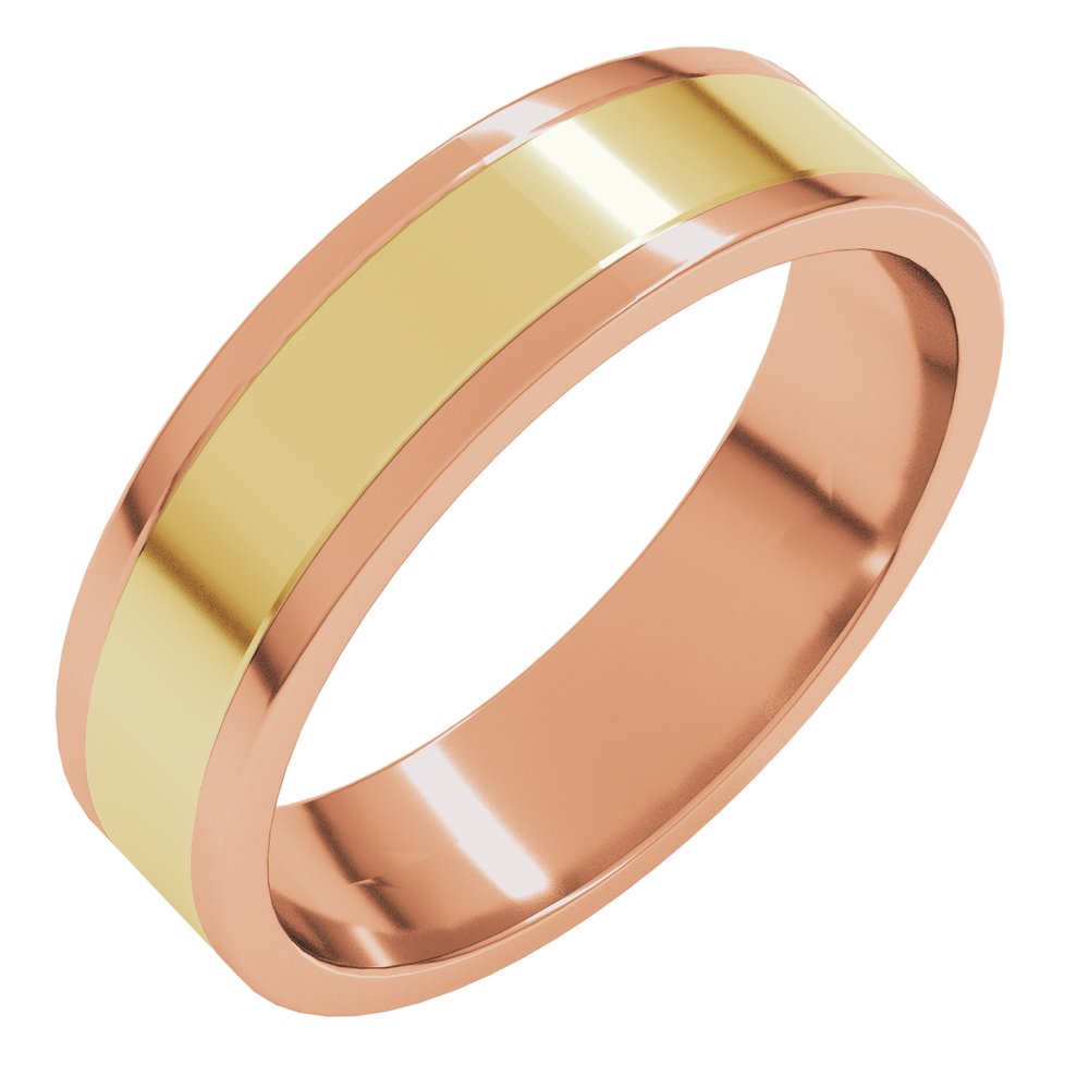 14K Rose/Yellow 5 mm Stepped-Edge Inlay Flat Band Size 10