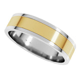 14K White/Yellow 5 mm Stepped-Edge Inlay Flat Band Size 7.5