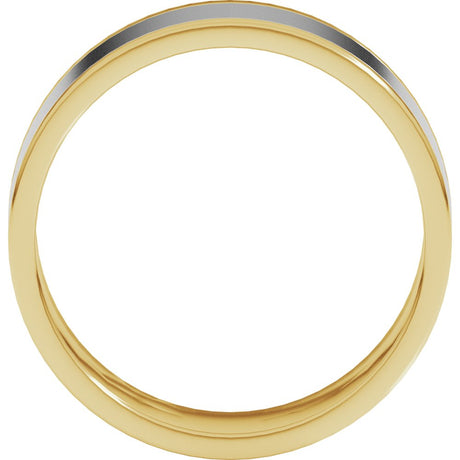 14K Yellow/White 7 mm Stepped-Edge Inlay Flat Band Size 11