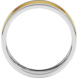14K White/Yellow 7 mm Stepped-Edge Inlay Flat Band