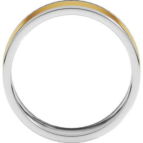 14K White/Yellow 7 mm Stepped-Edge Inlay Flat Band