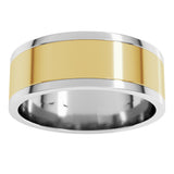 14K White/Yellow 7 mm Stepped-Edge Inlay Flat Band Size 10