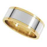 14K Yellow/White 7 mm Stepped-Edge Inlay Flat Band Size 11
