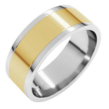 14K White/Yellow 7 mm Stepped-Edge Inlay Flat Band Size 10