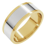 14K Yellow/White 7 mm Stepped-Edge Inlay Flat Band Size 11