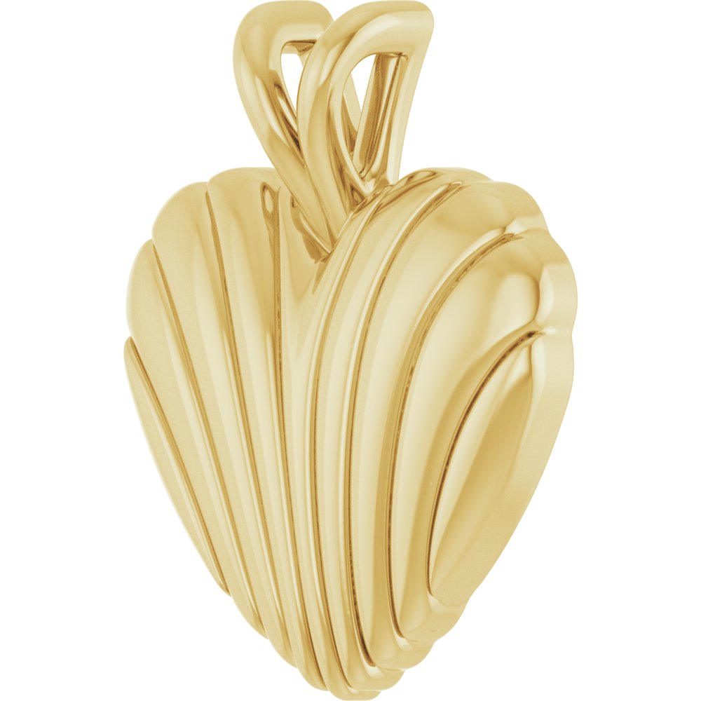 14K Yellow Ribbed Heart Pendant