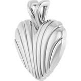 14K White Ribbed Heart Pendant