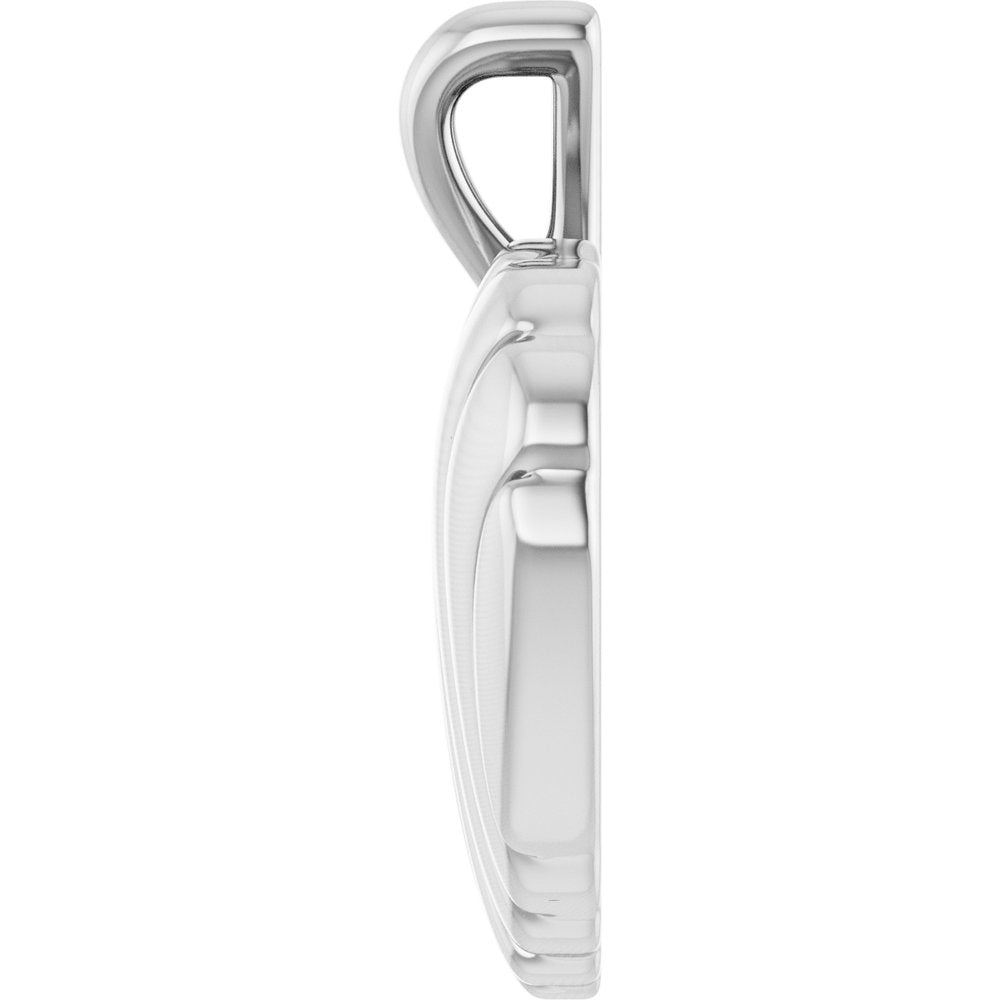 14K White Ribbed Heart Pendant