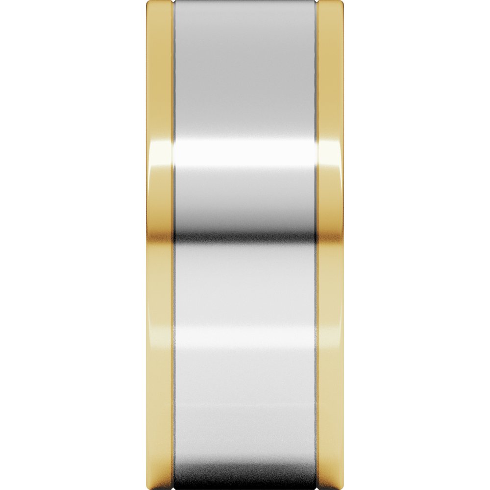 14K Yellow/White 8 mm Stepped-Edge Inlay Flat Band Size 11.5