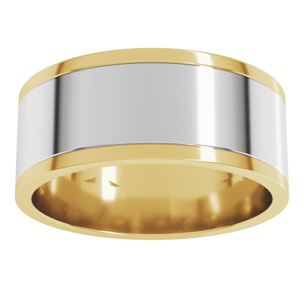 14K Yellow/White 8 mm Stepped-Edge Inlay Flat Band Size 11.5