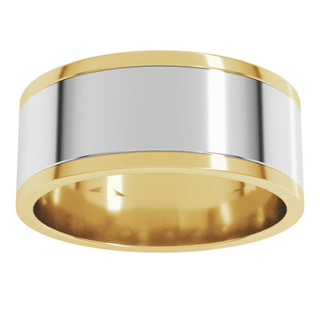 14K Yellow/White 8 mm Stepped-Edge Inlay Flat Band Size 11.5