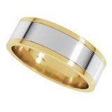14K Yellow/White 6 mm Stepped-Edge Inlay Flat Band Size 10.5
