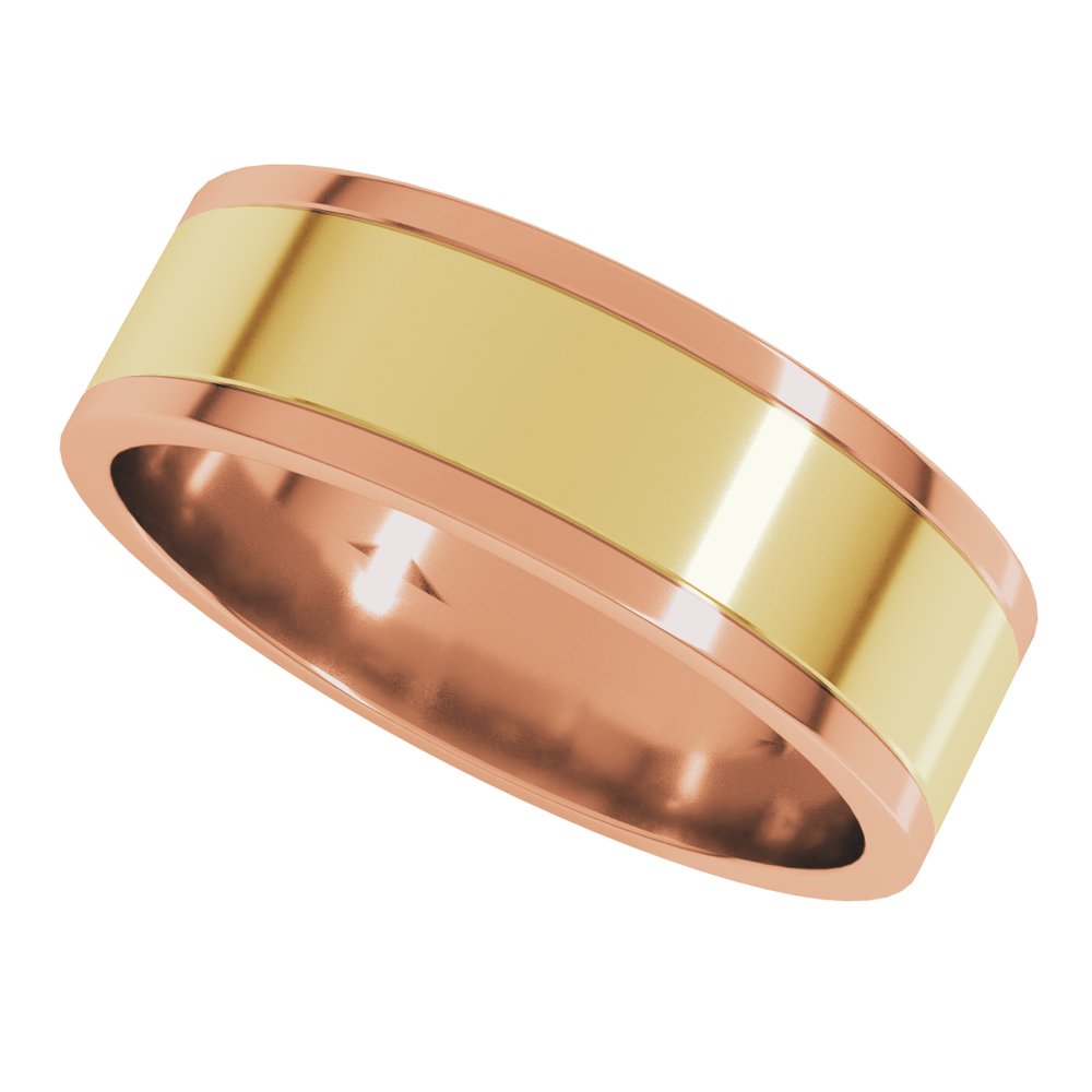 14K Rose/Yellow 6 mm Stepped-Edge Inlay Flat Band Size 10