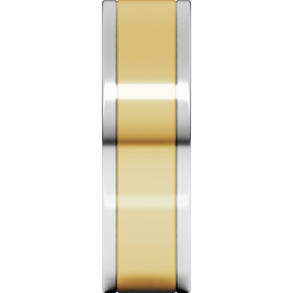 14K White/Yellow 6 mm Stepped-Edge Inlay Flat Band Size 8