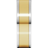 14K White/Yellow 6 mm Stepped-Edge Inlay Flat Band Size 8