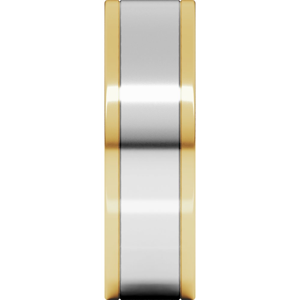 14K Yellow/White 6 mm Stepped-Edge Inlay Flat Band
