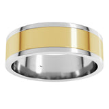 14K White/Yellow 6 mm Stepped-Edge Inlay Flat Band Size 8