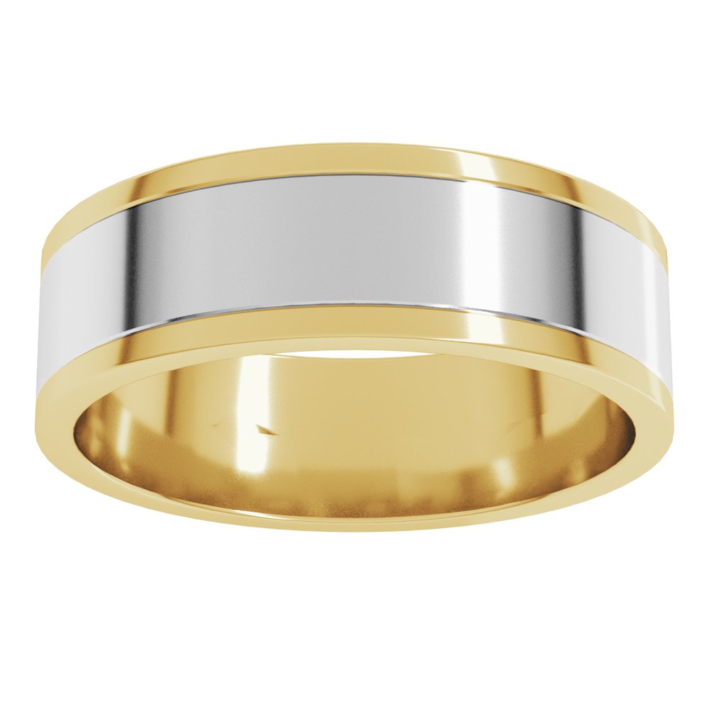 14K Yellow/White 6 mm Stepped-Edge Inlay Flat Band Size 10.5