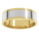 14K Yellow/White 6 mm Stepped-Edge Inlay Flat Band Size 10.5