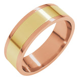 14K Rose/Yellow 6 mm Stepped-Edge Inlay Flat Band Size 10
