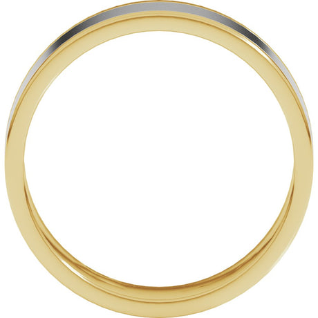 14K Yellow/White 6 mm Stepped-Edge Inlay Flat Band Size 10.5